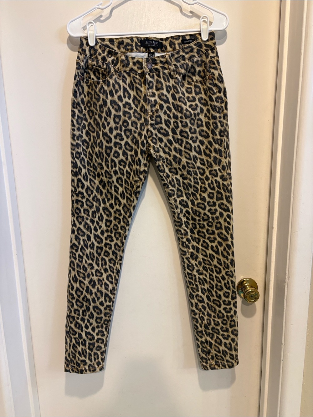 Judy Blue size 7/28 - Leopard Print Skinny fit Jeans - Tan & Black